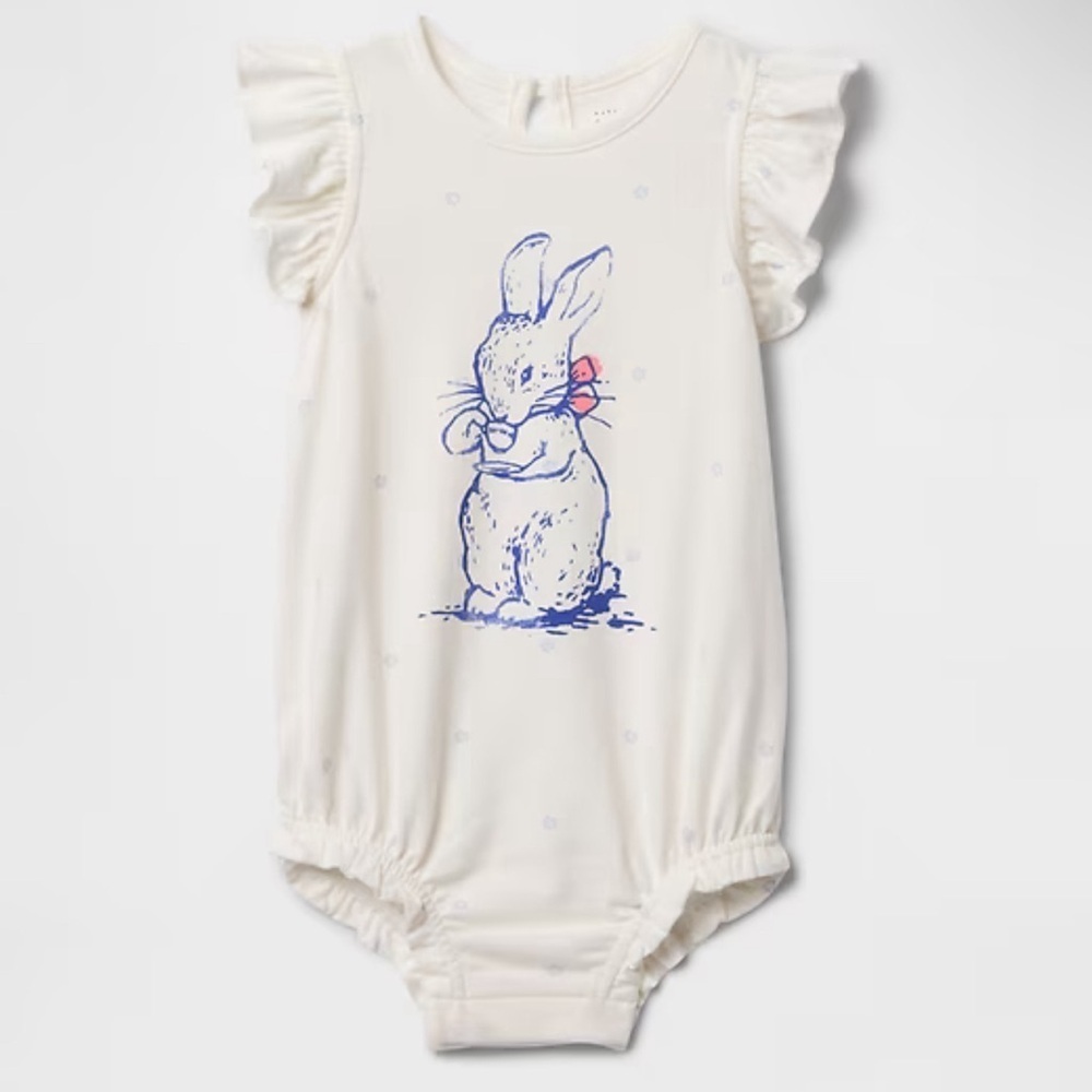 GAP White and Blue Bunny One Piece rabbit
